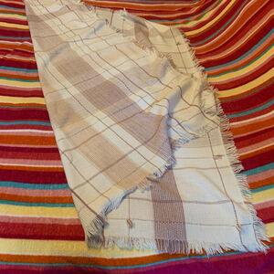 Woven Plaid Throw Blanket beige tan